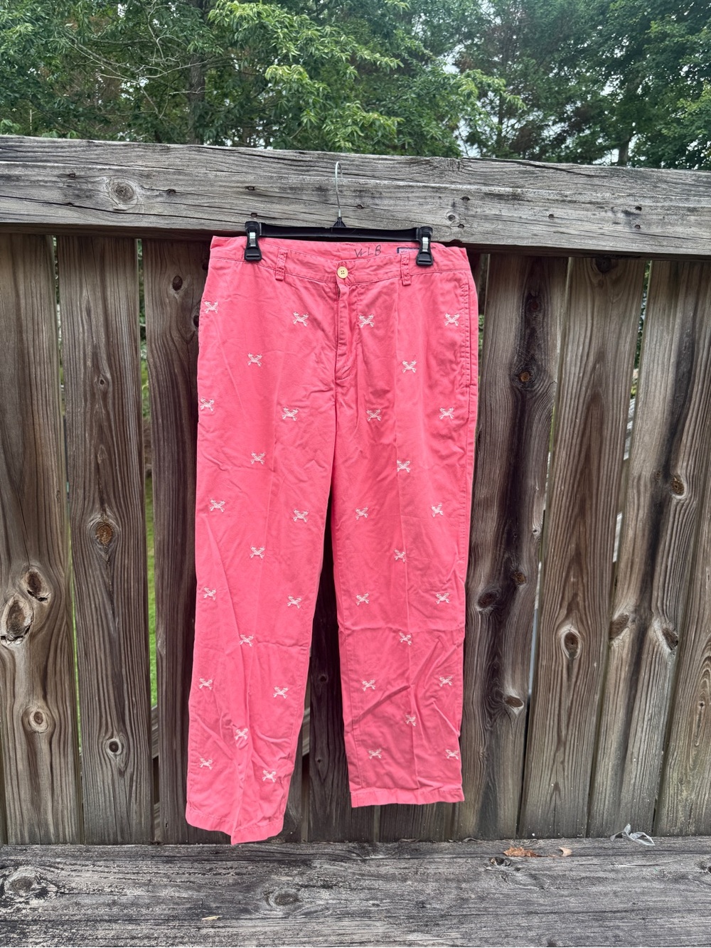 Vineyard Vines Pink Crossed Fishbones Embroidered Chino Club Pant